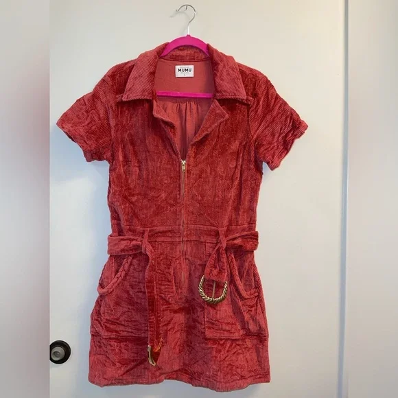 Show Me Your MuMu Red Corduroy dress - Picture 4 of 14